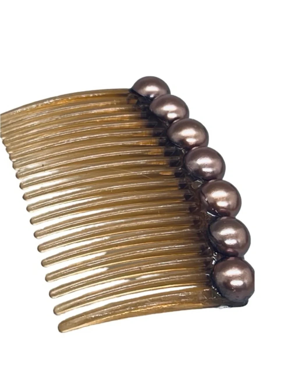 Elegant Brown Hair Combs with Metallic Brown Accents 2 pc Set FINAL PRICE DROP